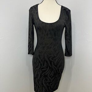 Love Culture Black Textured Long Sleeve Dress